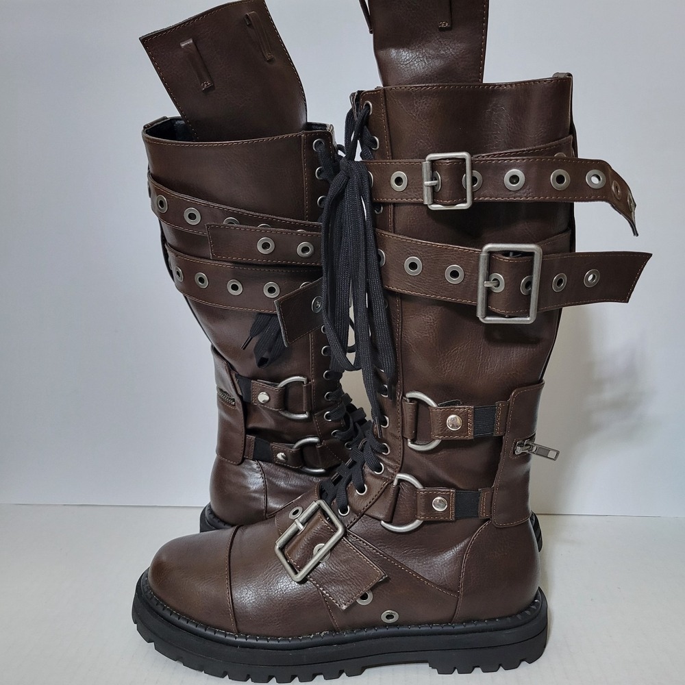 Club Exx Dolls Kill Combat Boots Hour of Devastation Brown Women's Size 11 M